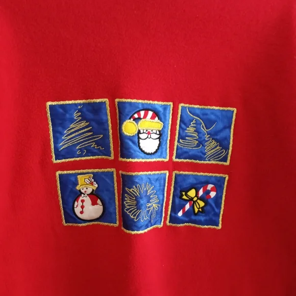 Ugly Christmas Fleece Pullover sweatshirts Sz M Petite - Picture 6 of 7
